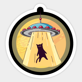 The cat has kidnapped a UFO Sticker